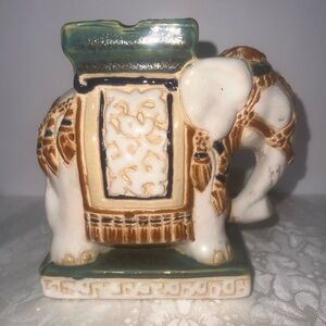 Vintage Pottery Asian Chinoiserie Elephant Ashtray Incense Burner 1960’s